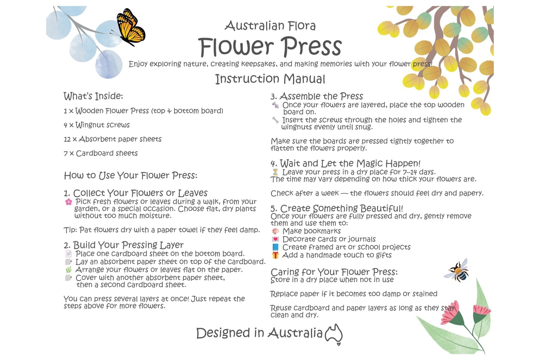Australian Flora Flower Press Kit