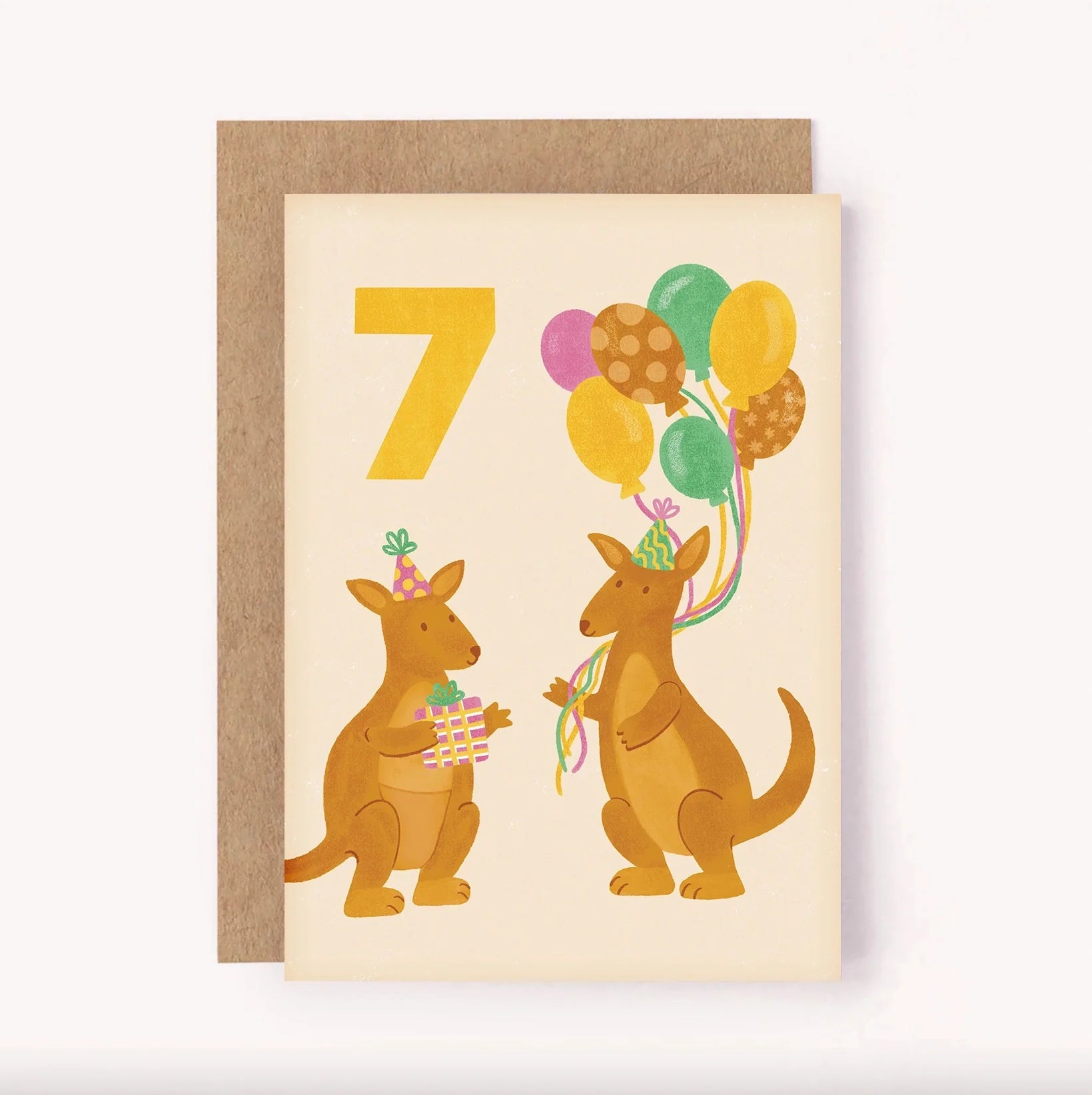 Greeting Birthday Card Age 7 Kangaroo