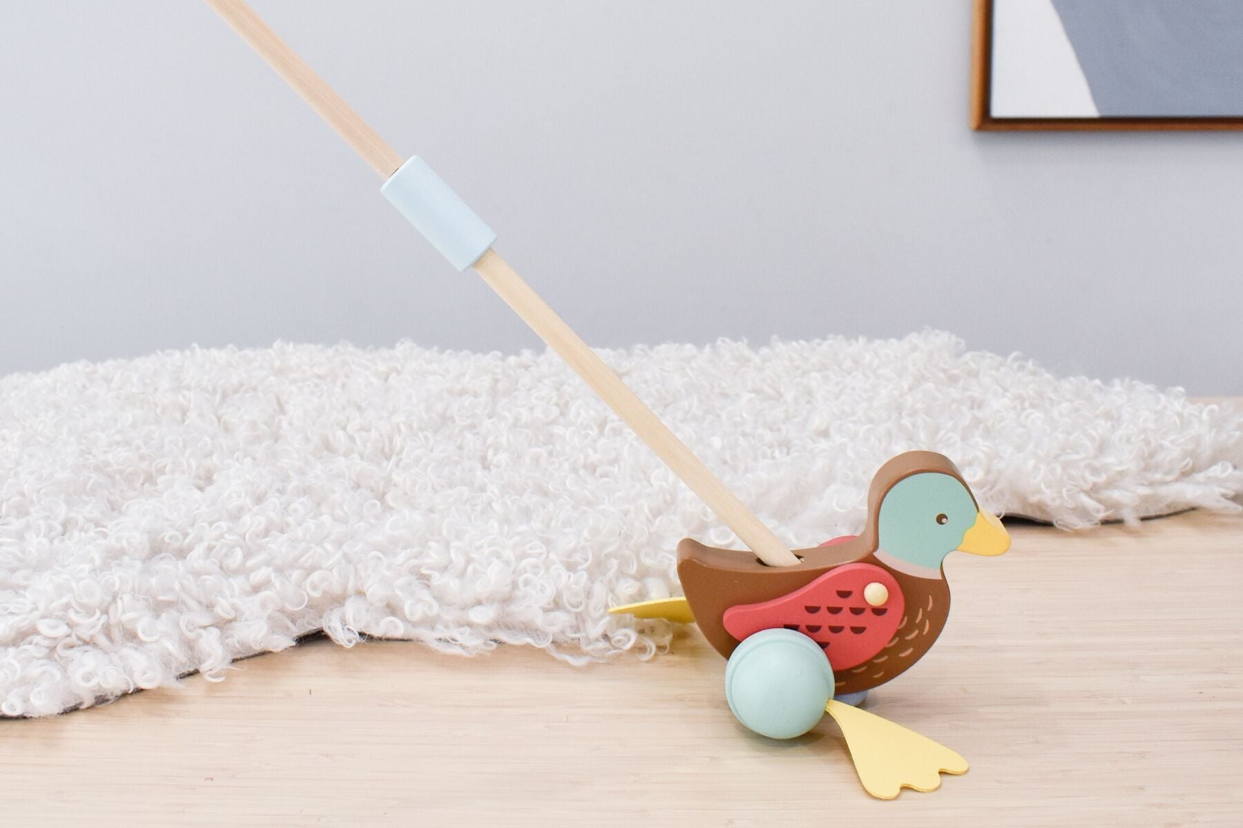 Push Along Wooden Mallard Duck