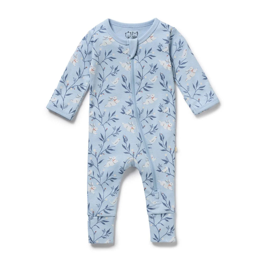 Bunny Whistle Organic Zipsuit With Feet