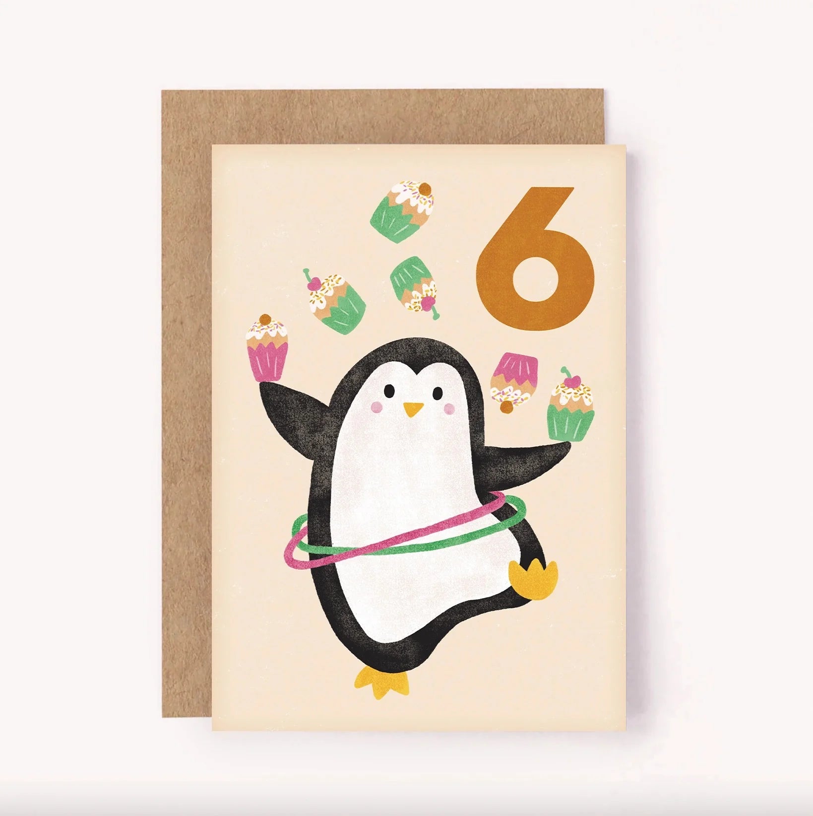 Greeting Birthday Card Age 6 Penguin