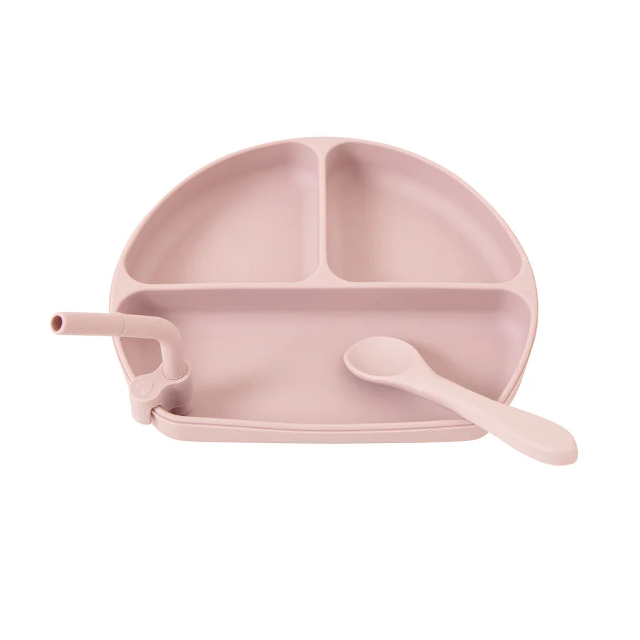 Silicone Plate with Straw and Spoon