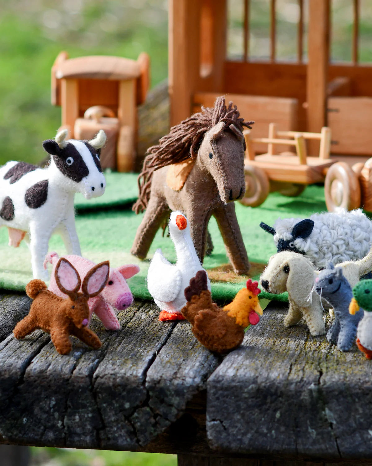 Felt Farm Animals Toys Set - 10 Piece