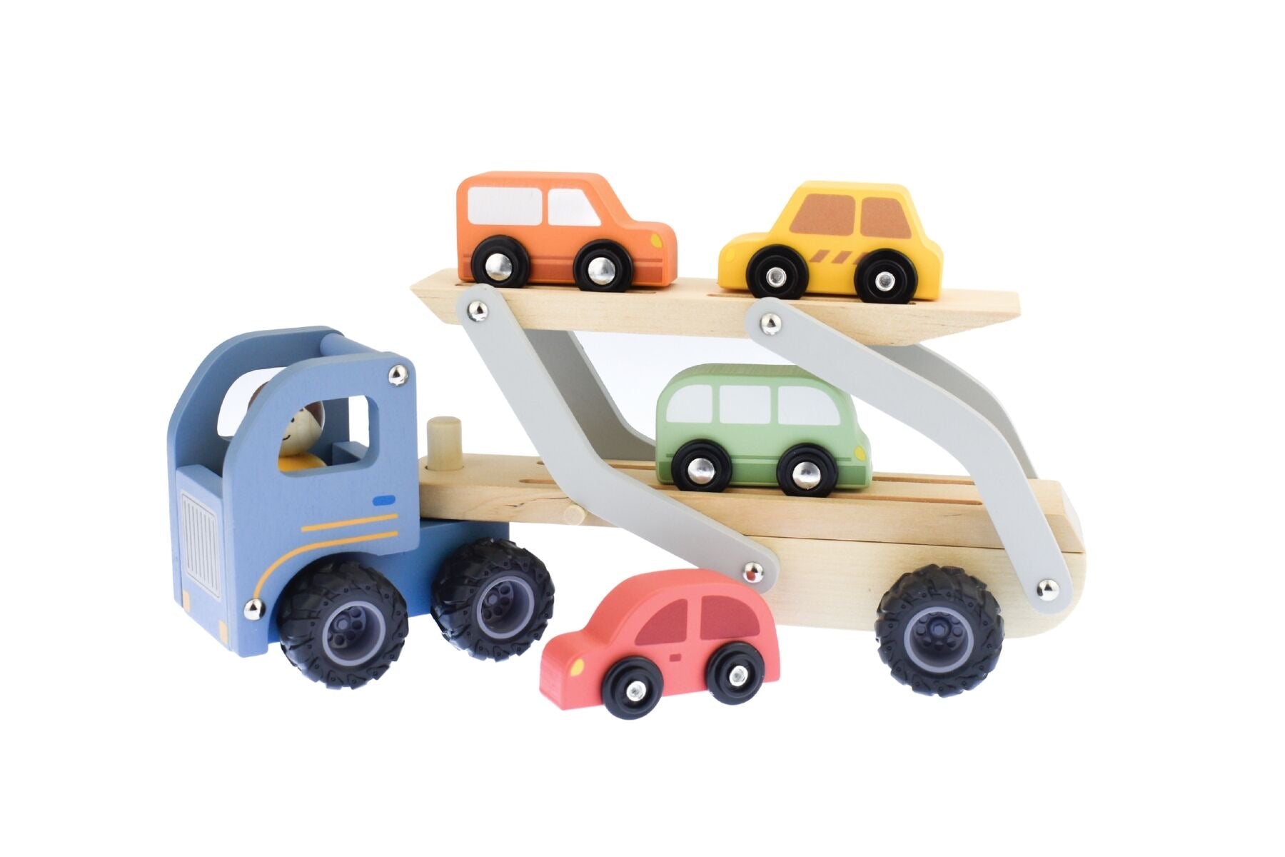 Wooden Car Carrier with 4 Cars