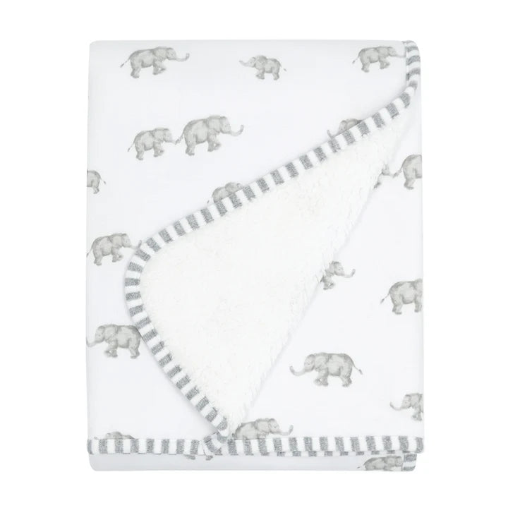 Sherpa Pram Blanket - Watercolour Elephant