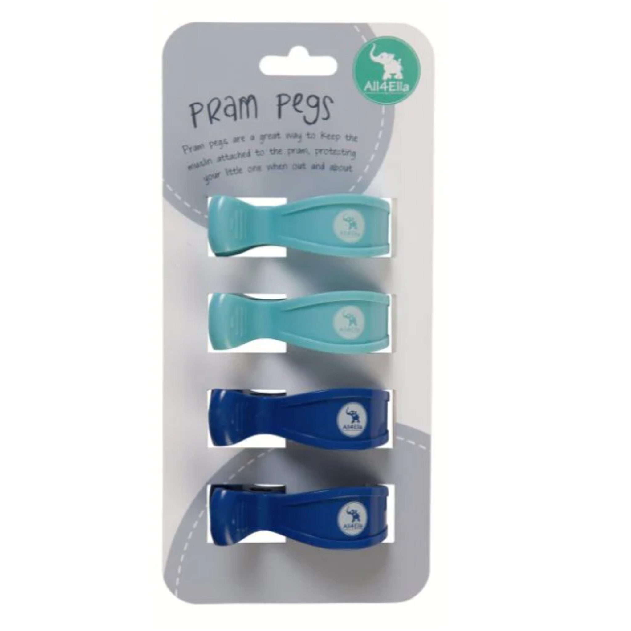 4 Pack Pram Pegs - Blue/Navy