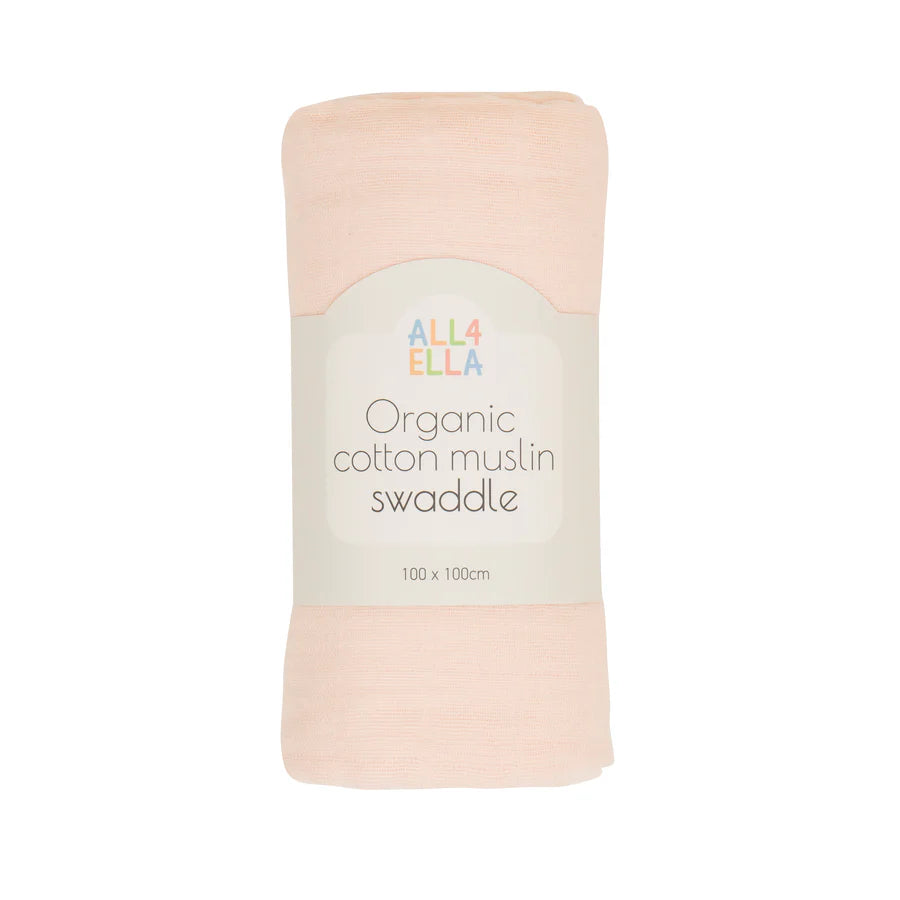 Organic Cotton Muslin Swaddle - Baby Pink