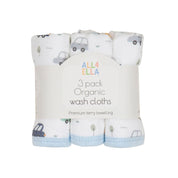 3 Pack Organic Wash Cloths- Beep Beep