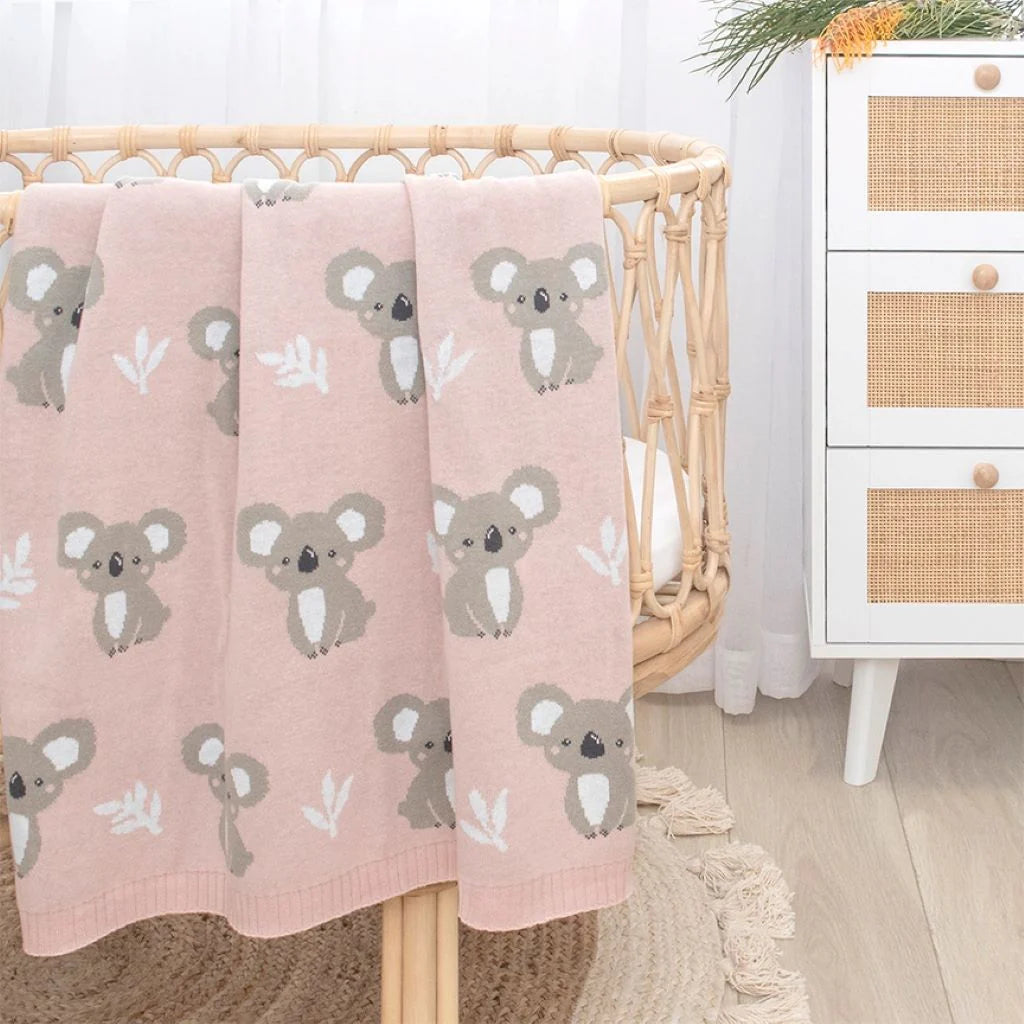 Cotton Knit Blanket- Koala