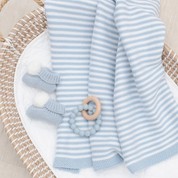 Cotton Knit Blanket - Blue Stripe