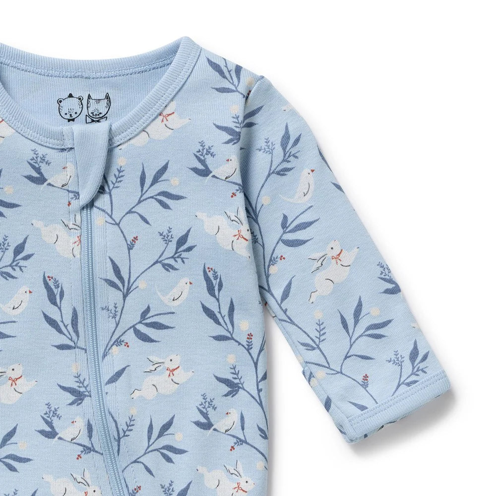 Bunny Whistle Organic Zipsuit With Feet
