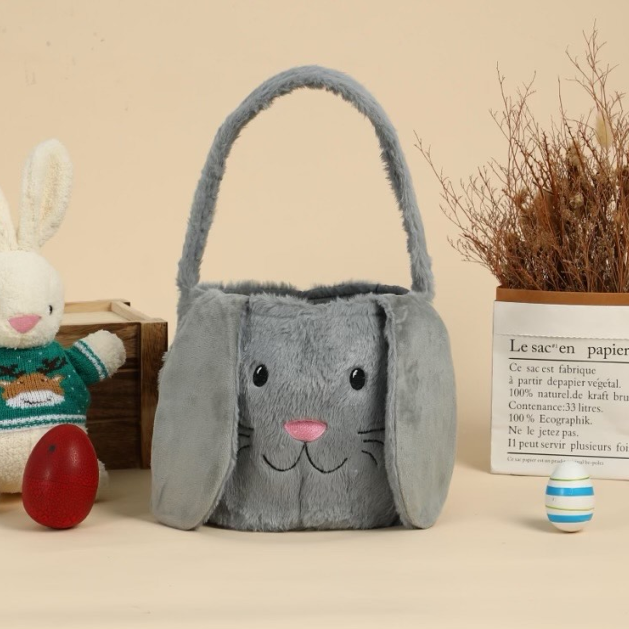 Easter Bunny Basket - Grey