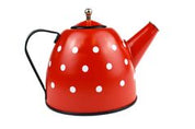 Tin Tea Set - Red Polka Dot Black Trim 15 pcs