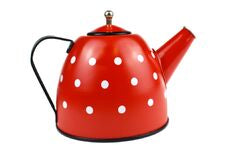 Tin Tea Set - Red Polka Dot Black Trim 15 pcs