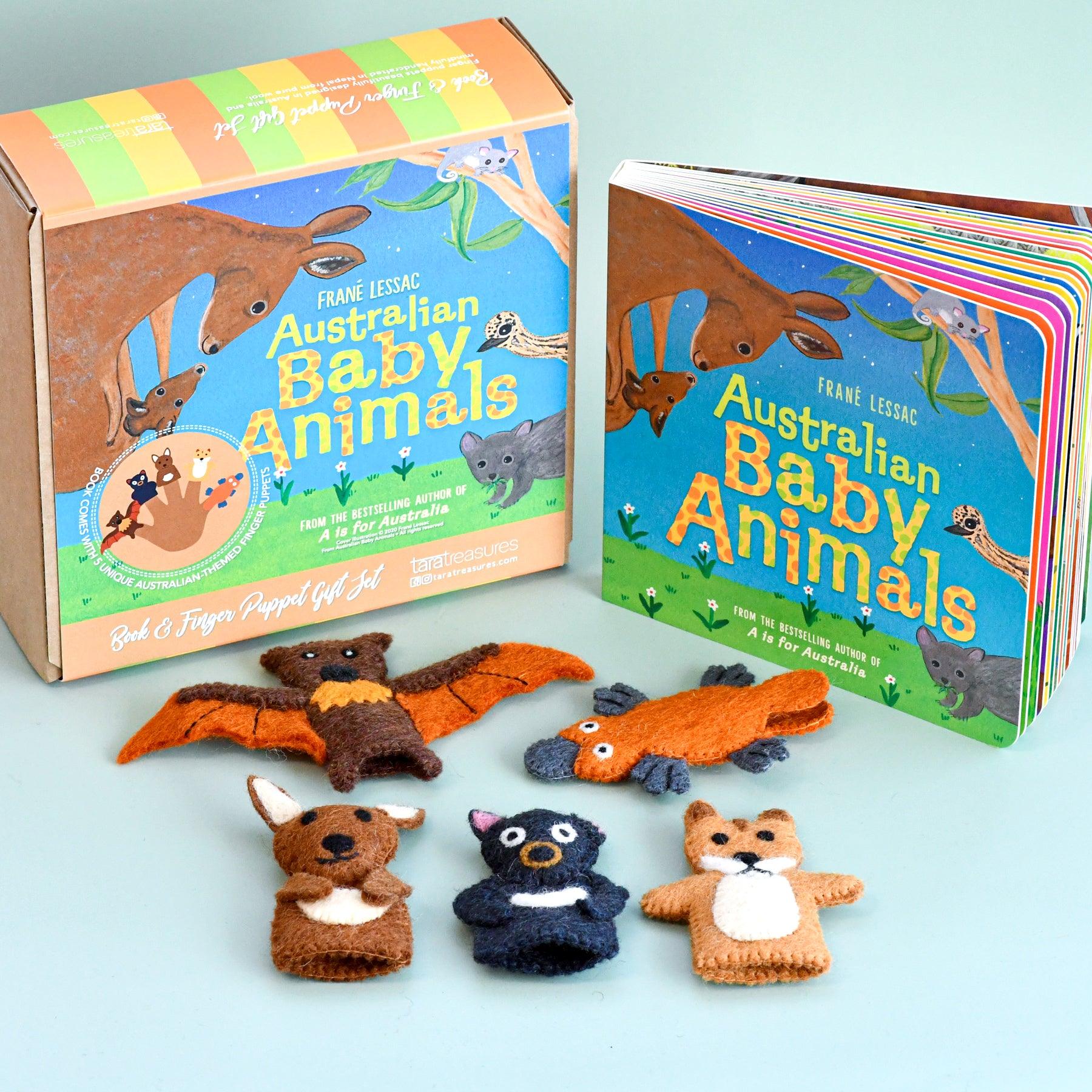 Australian Baby Animals by Frané Lessac - Book & Finger Puppet Set