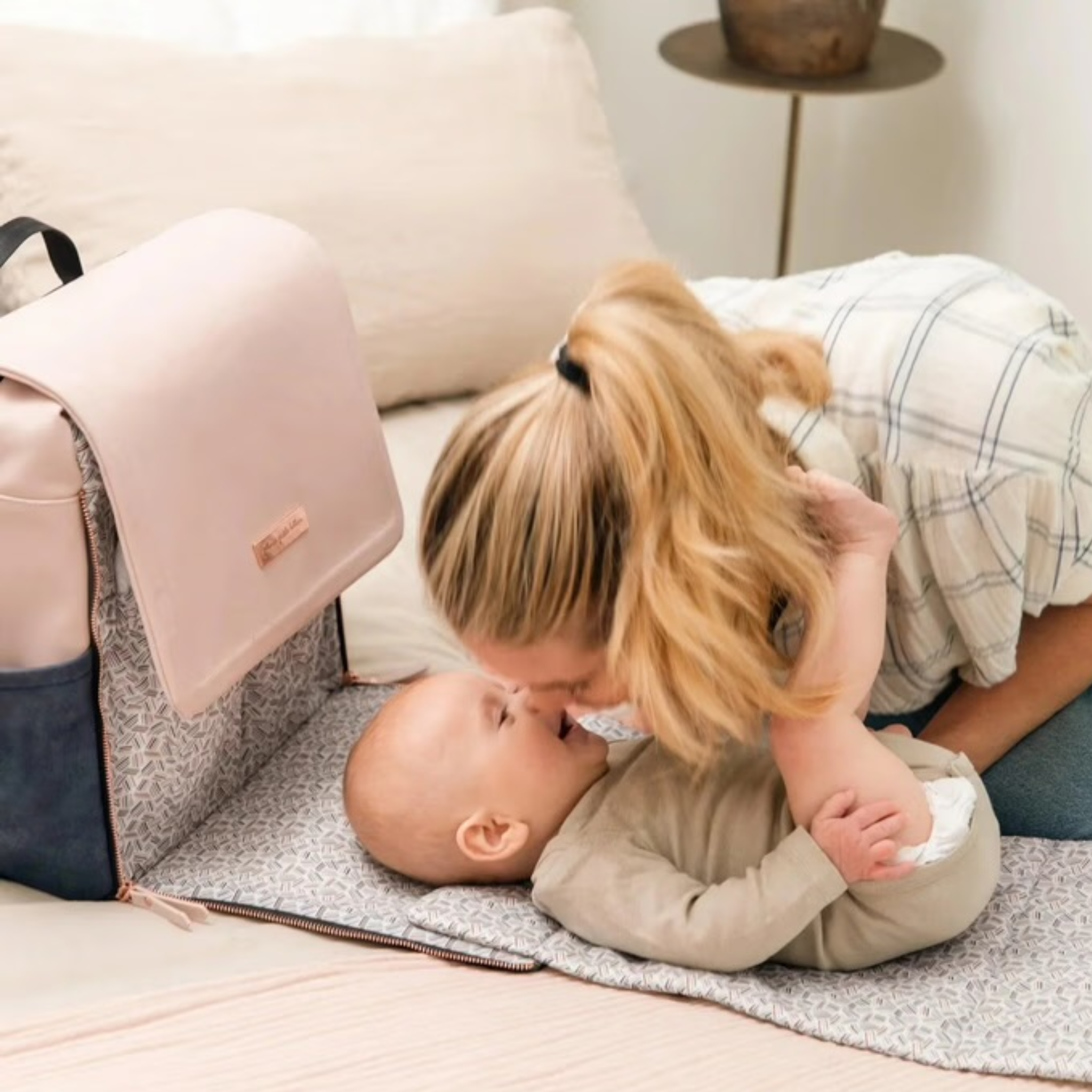 Boxy Backpack - Indigo/Blush