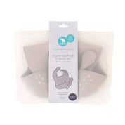 Silicone Catch Bib & Spoon Set - Stone