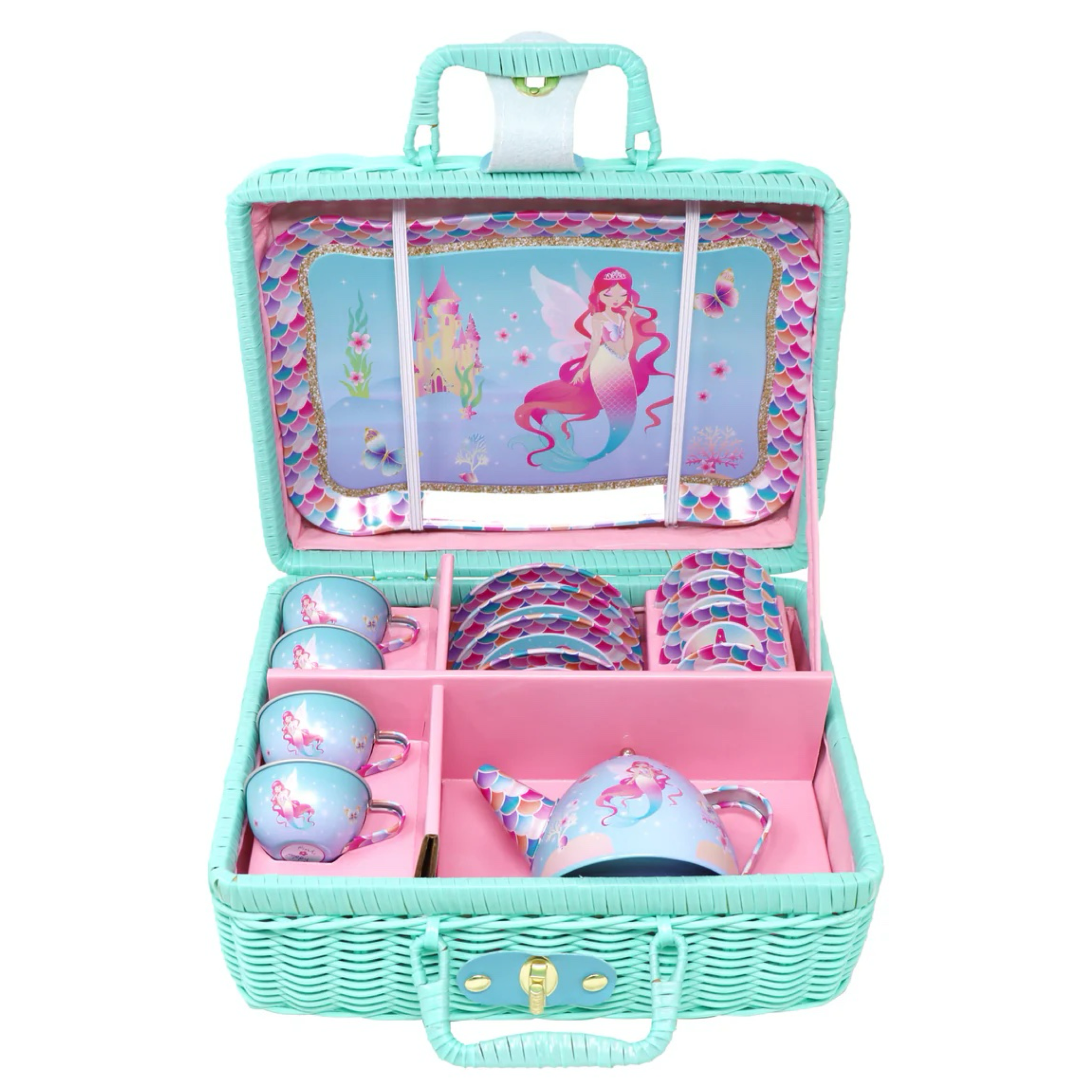 Shimmering Mermaid Tea Set Basket