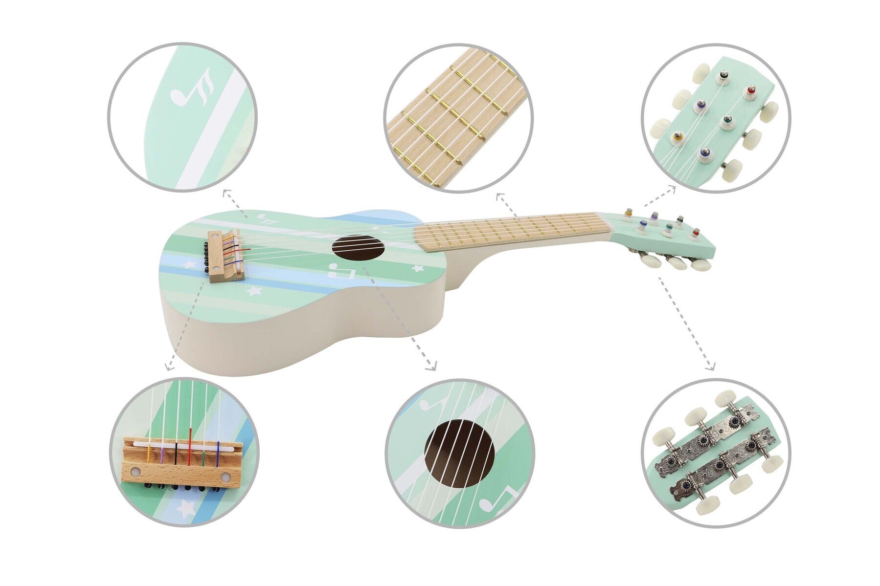 Calm & Breezy Wooden Guitar- Misty Aqua