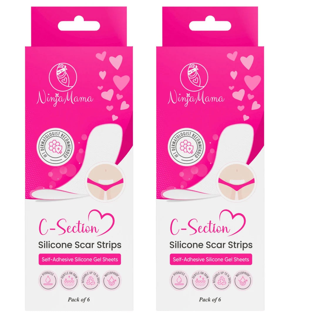 Transparent C-Section Silicone Scar Strips - Pack of 6