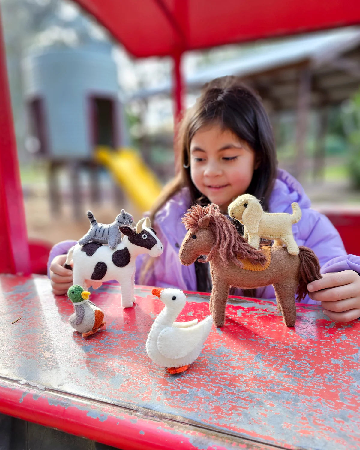 Felt Farm Animals Toys Set - 10 Piece