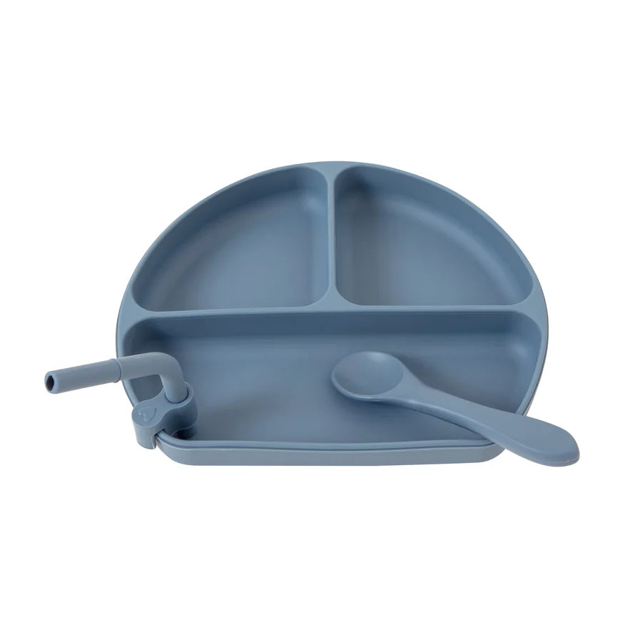 Silicone Plate with Straw and Spoon