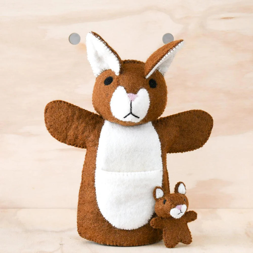 Felt Hand Puppet - Kangaroo with Joey