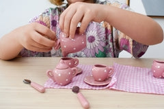 Porcelain Tea Set - Pink Polka Dot 13pc