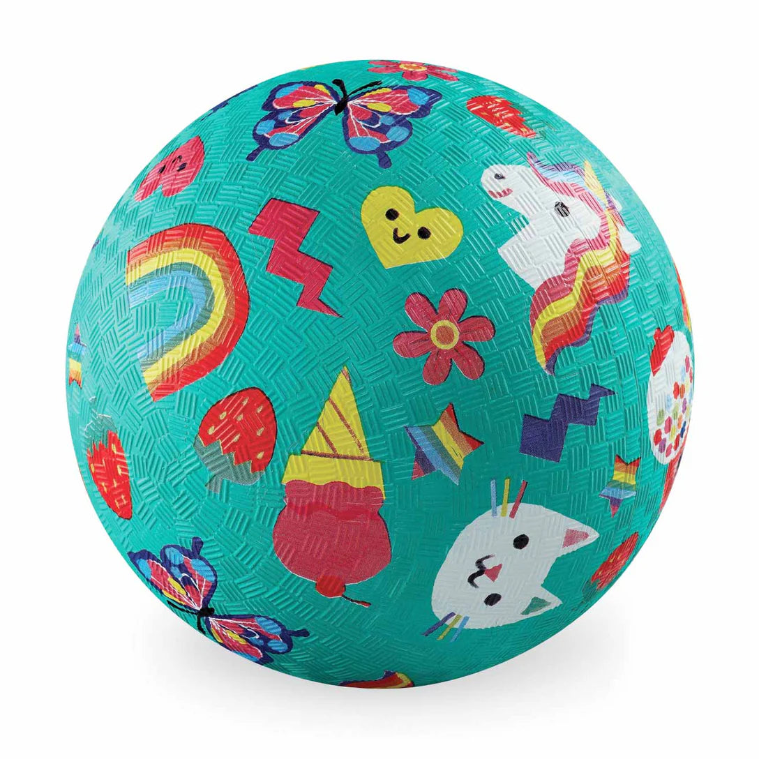 7” Playground Ball - Smiley (aqua)