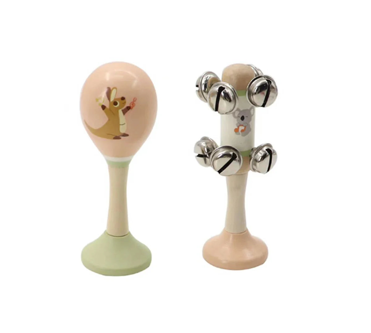 Wooden Kangaroo Maraca & Koala Jingle Stick