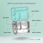 Bento Box 5- Stainless Steel - Leak proof- Mint