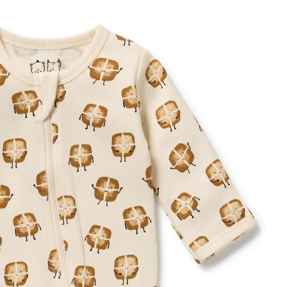 Hot Cross Buns Organic Zipsuit With Feet