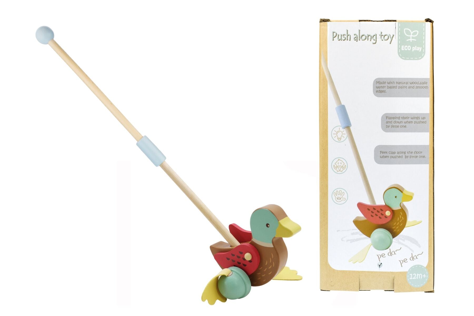 Push Along Wooden Mallard Duck