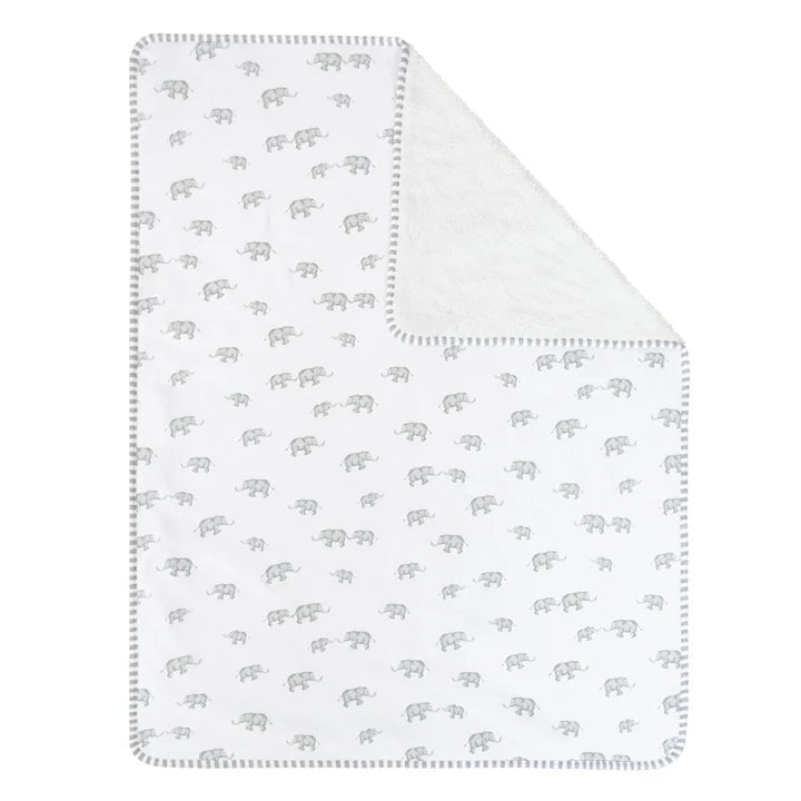 Sherpa Pram Blanket - Watercolour Elephant