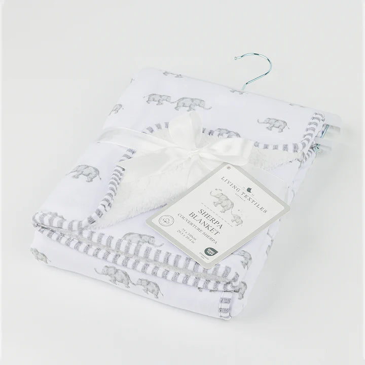 Sherpa Pram Blanket - Watercolour Elephant