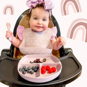 Silicone Catch Bib & Spoon Set - Stone