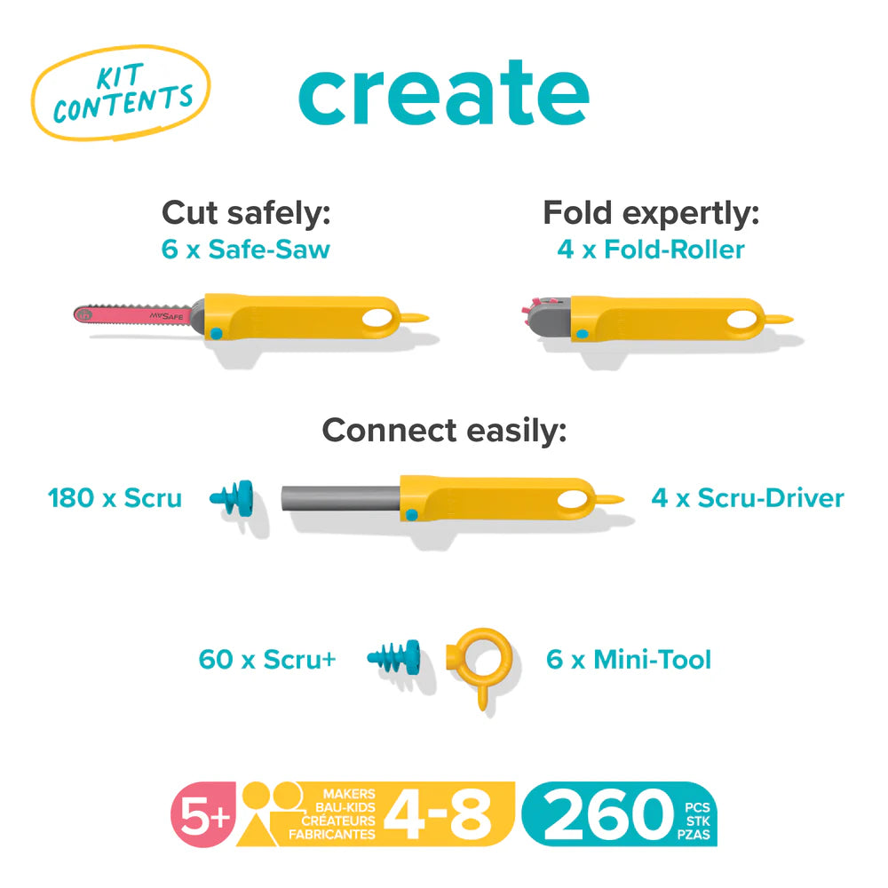 Makedo CREATE - 260pc for 4-8 Makers