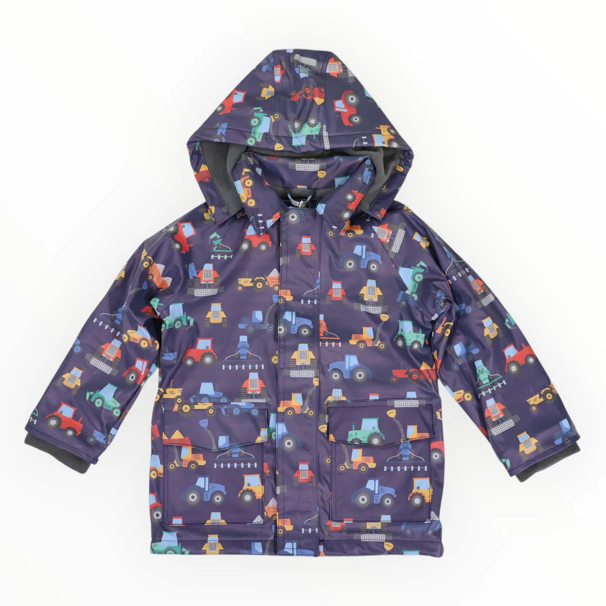 Farm Machine Print Raincoat Navy