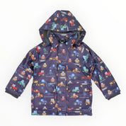 Farm Machine Print Raincoat Navy