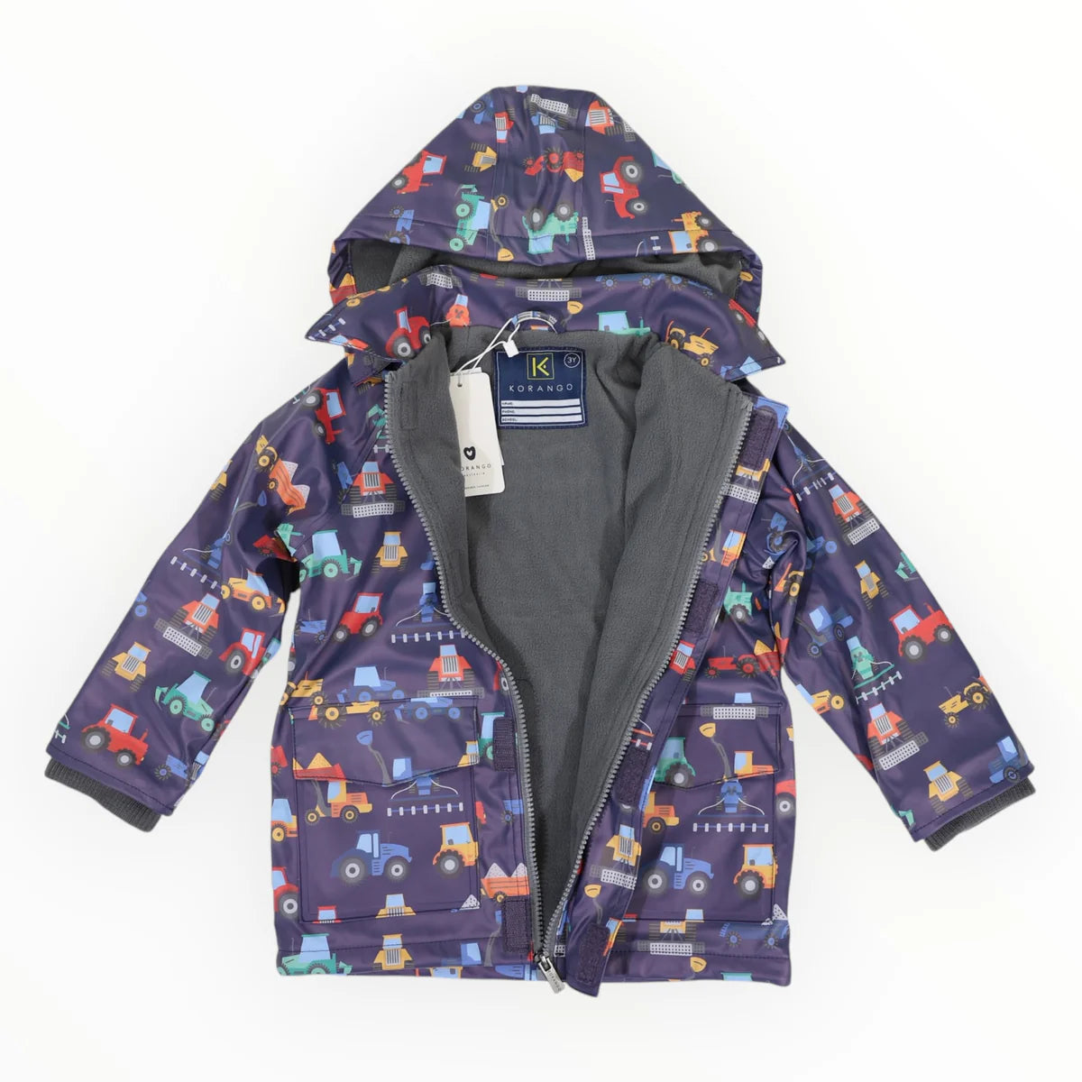 Farm Machine Print Raincoat Navy