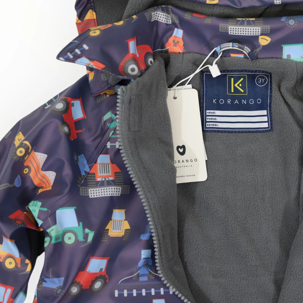Farm Machine Print Raincoat Navy