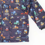 Farm Machine Print Raincoat Navy