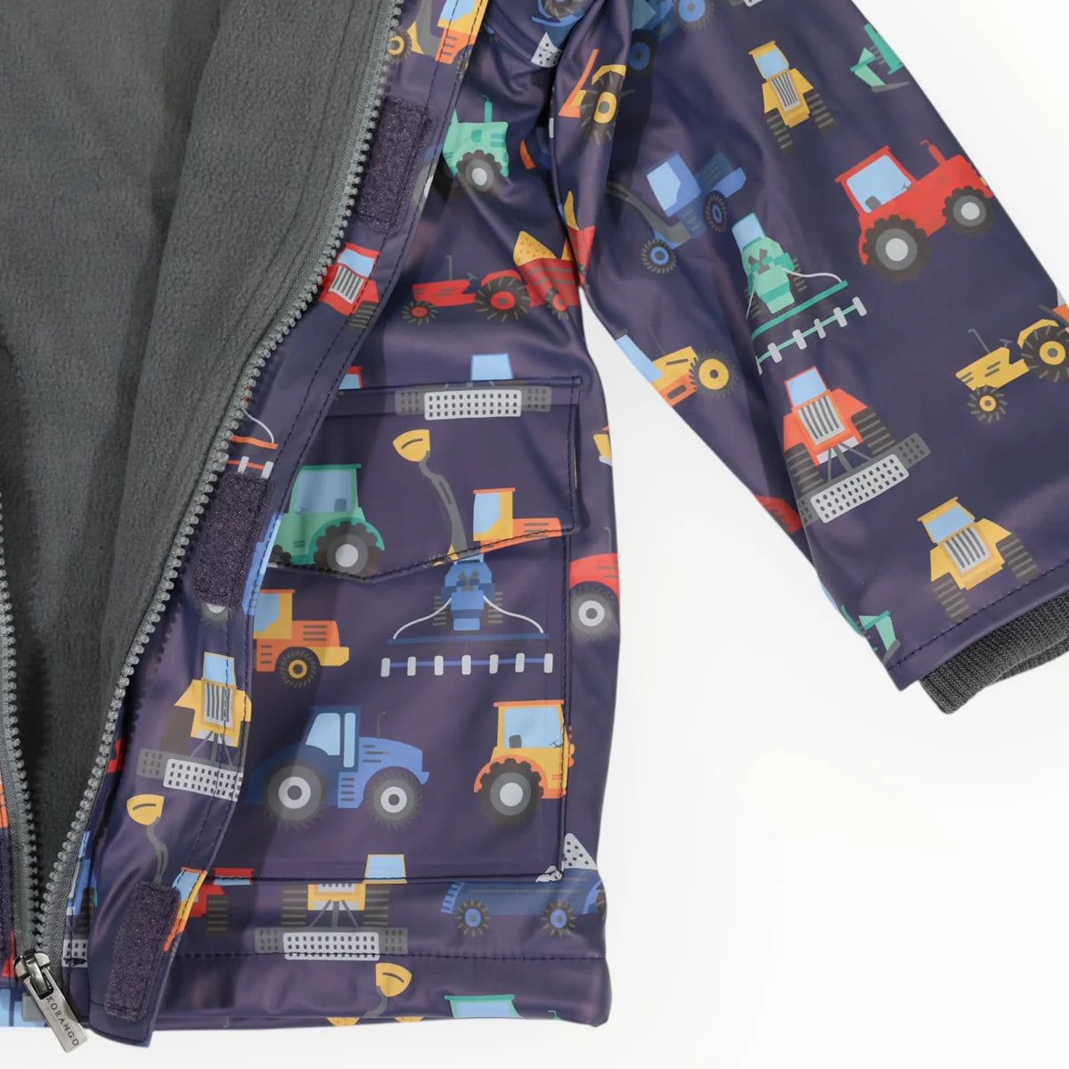 Farm Machine Print Raincoat Navy