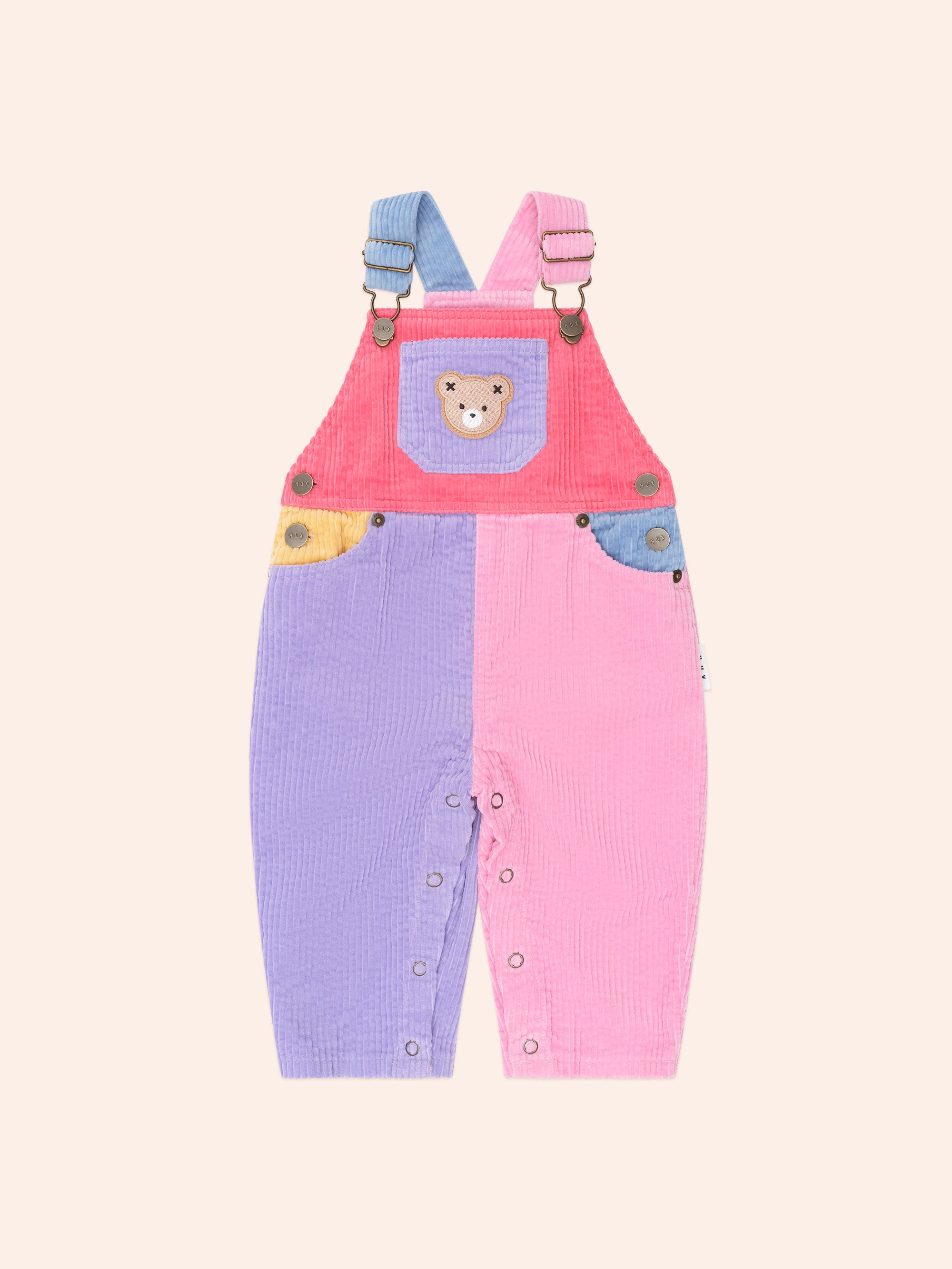 Colour Block Girl Cord Overalls