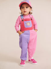 Colour Block Girl Cord Overalls