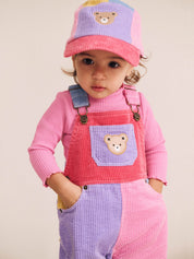 Colour Block Girl Cord Overalls