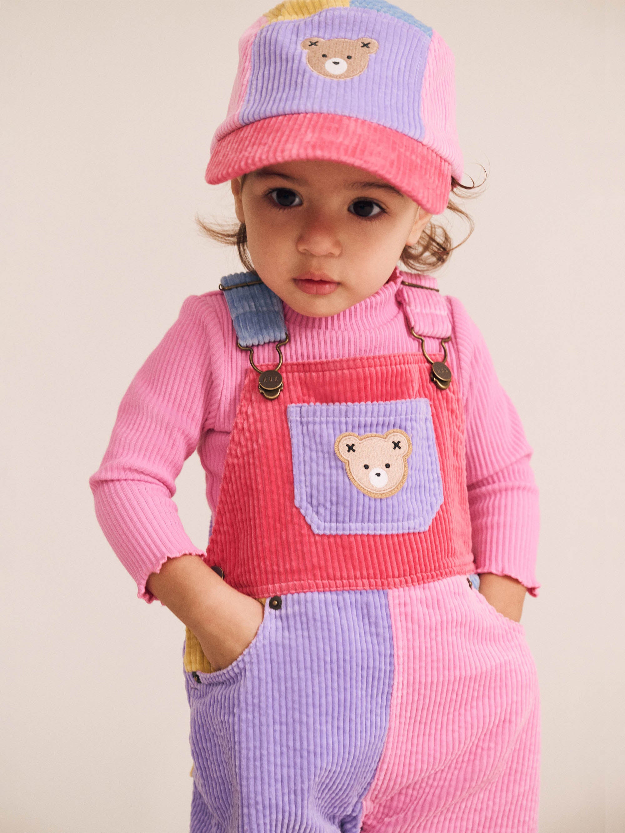Pink Colour Block Cord Panel Cap