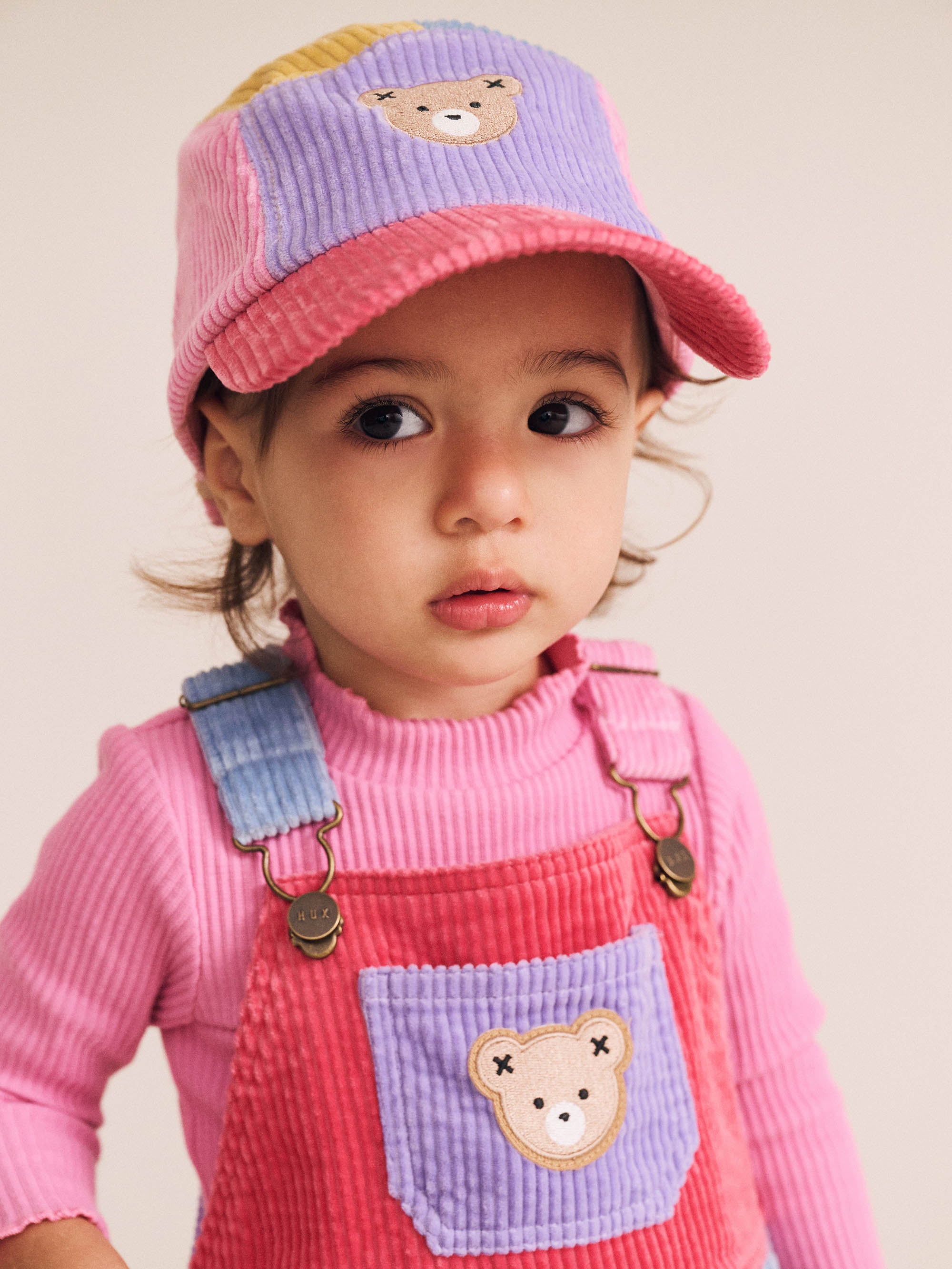Pink Colour Block Cord Panel Cap