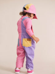 Colour Block Girl Cord Overalls