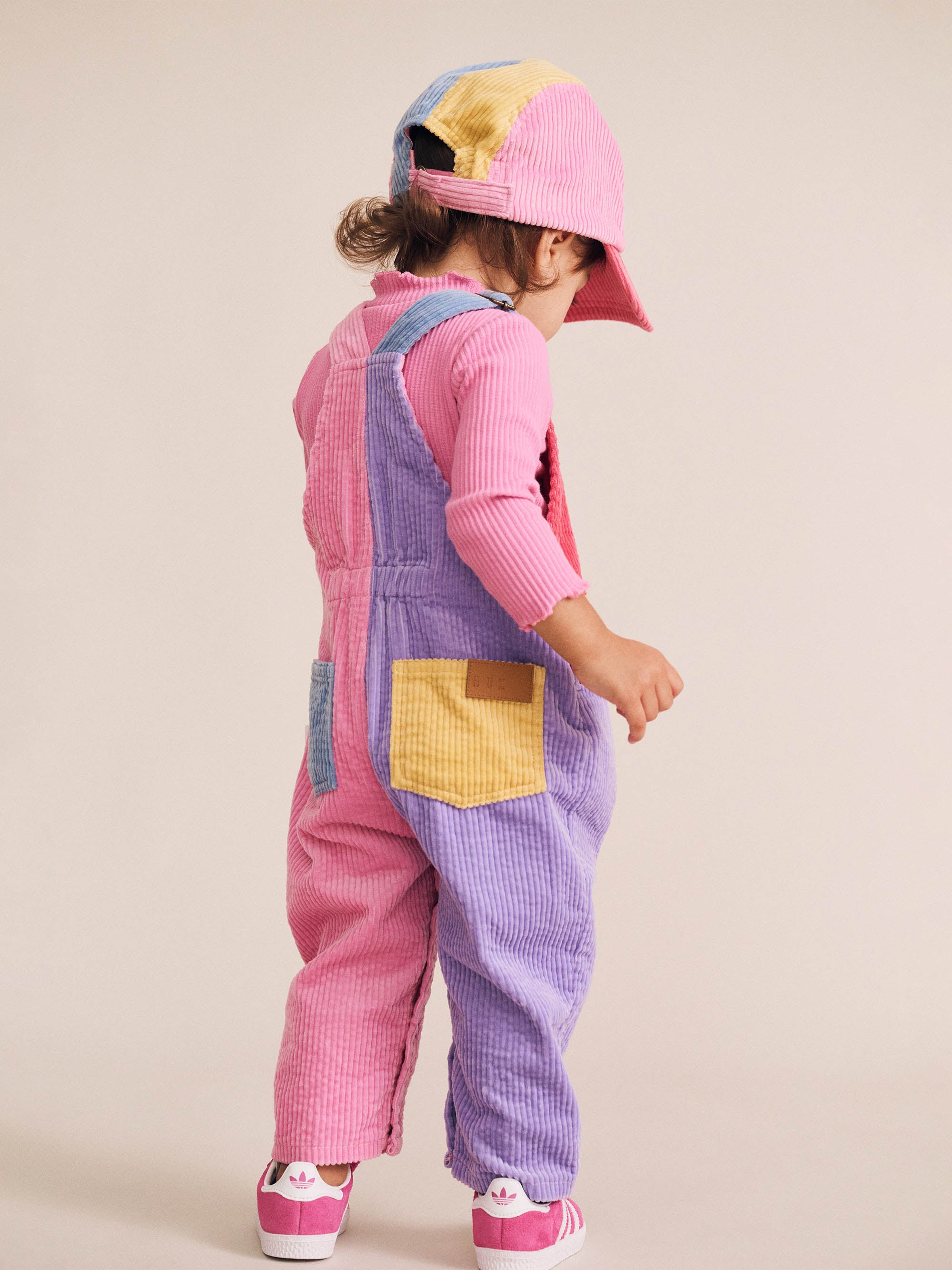 Colour Block Girl Cord Overalls